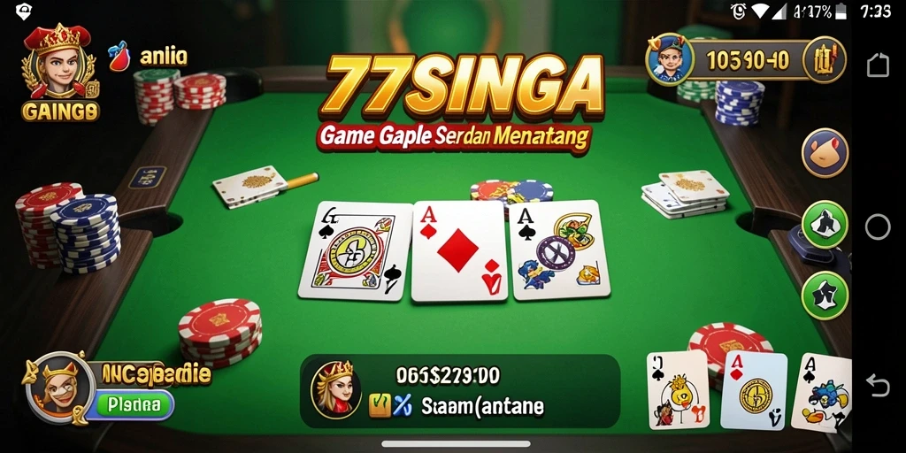 Tampilan gameplay seru di 77SINGA, permainan Gaple yang menarik.