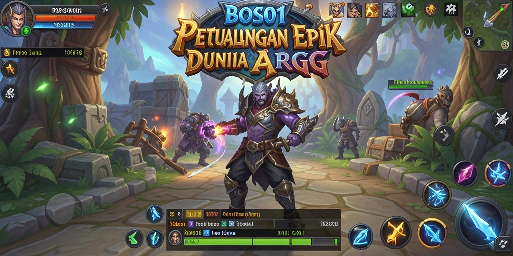 Screenshot gameplay BOS01 menampilkan pertarungan epik dengan grafis yang menawan.