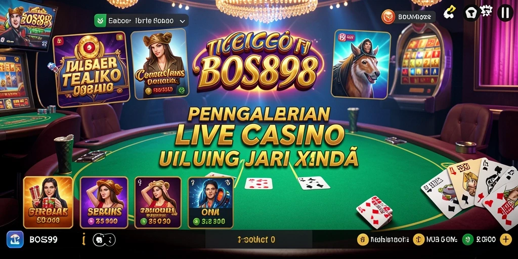 Screenshot gameplay BOS898 yang menampilkan dealer live dan suasana kasino.