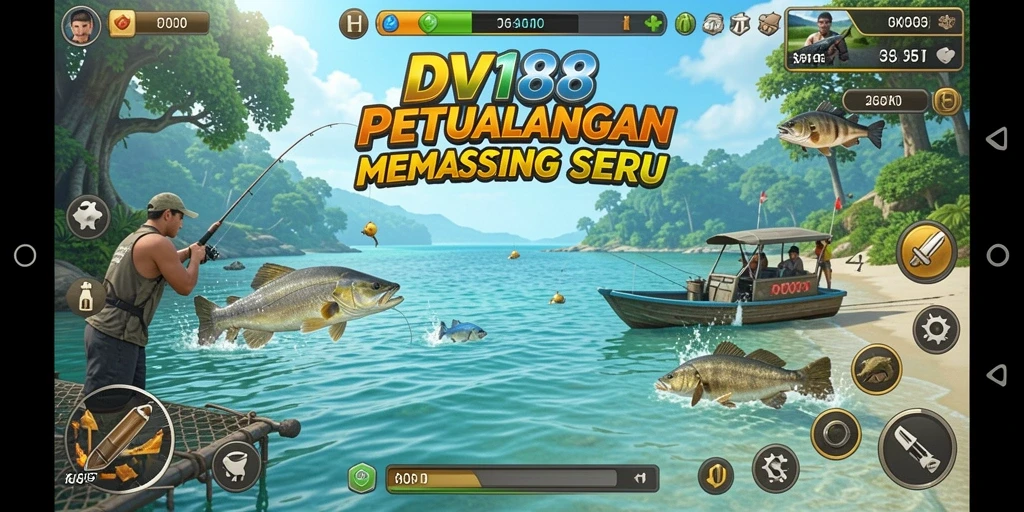 Screenshot dari gameplay memancing yang seru di DV188.