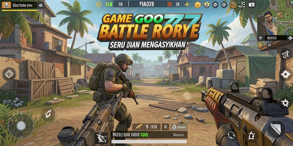 Tangkapan layar utama GOTO77 menunjukkan intense gameplay Battle Royale.