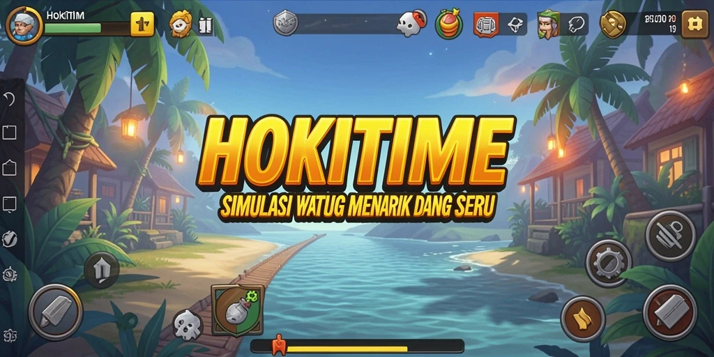 Screenshot dari gameplay HOKITIME dengan karakter dan aktivitas yang beragam.