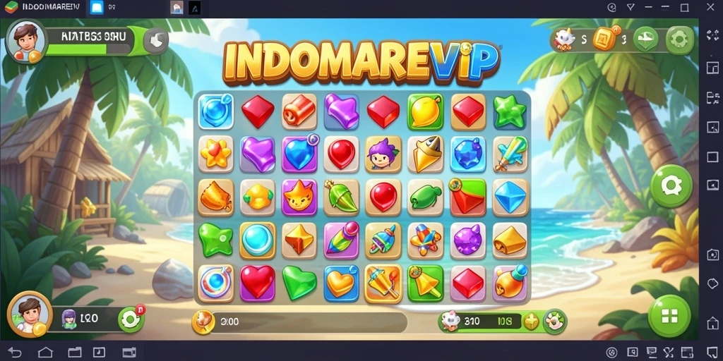Tangkapan layar utama INDOMAREVIP menampilkan keseruan gameplay Match-3.