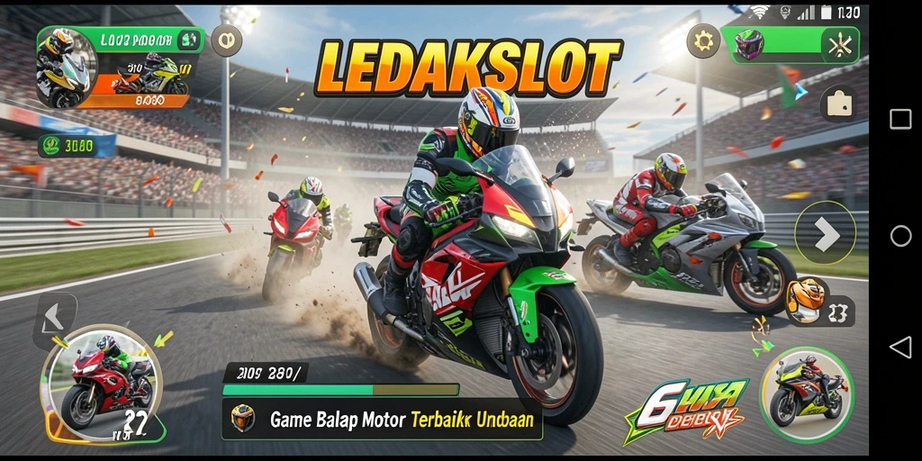 Gameplay LEDAKSLOT yang seru dan mendebarkan di trek balap.
