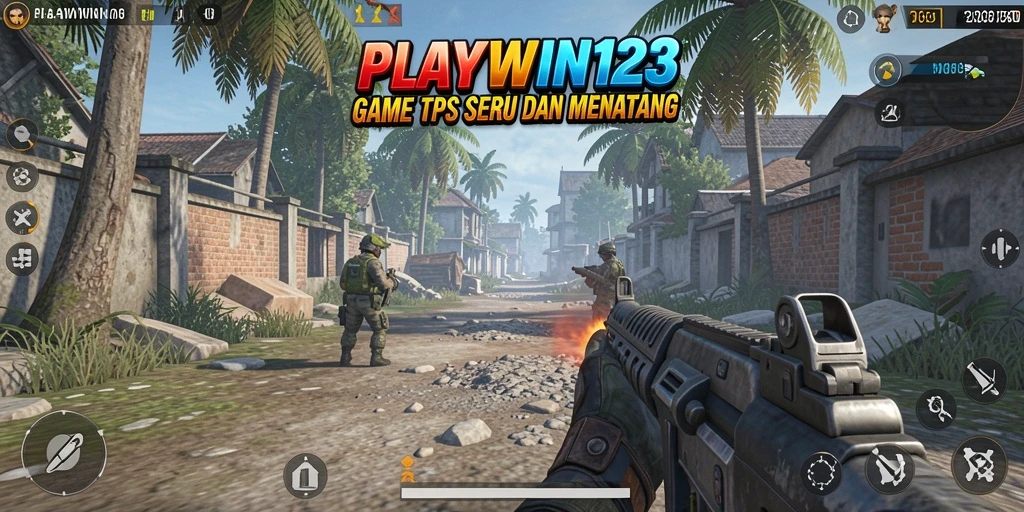 Tampilan gameplay seru dari PLAYWIN123 dengan berbagai karakter dan senjata.