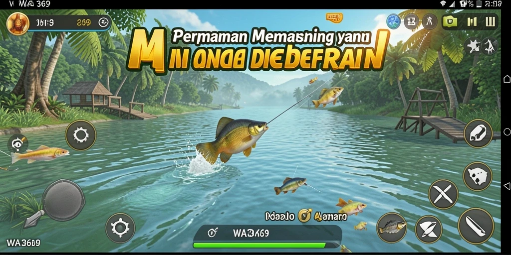 Tampilan gameplay WA369 yang menarik dengan suasana memancing yang menenangkan.