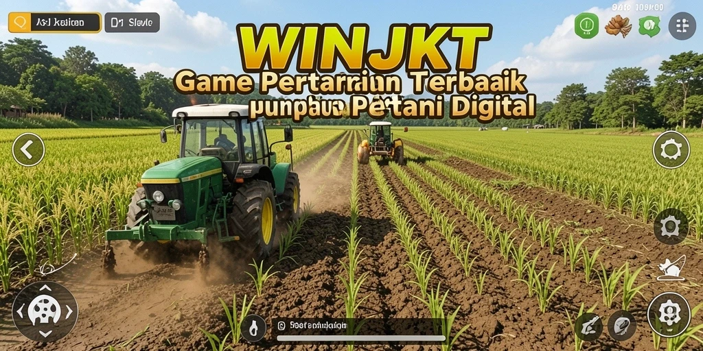 Tangkapan layar gameplay <strong>WINJKT</strong> menunjukkan suasana pertanian yang hidup dan interaktif.
