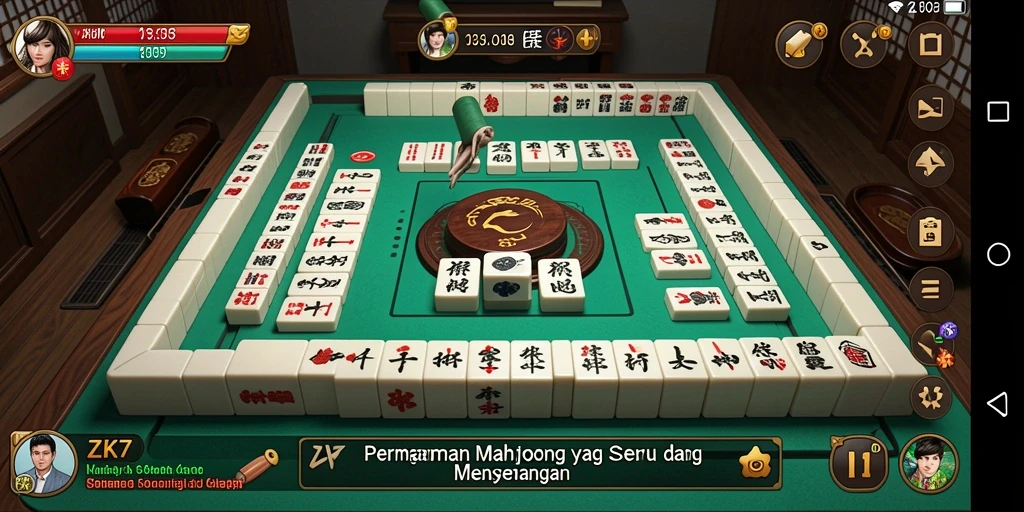 Tampilan gameplay Mahjong yang seru dalam ZK7.