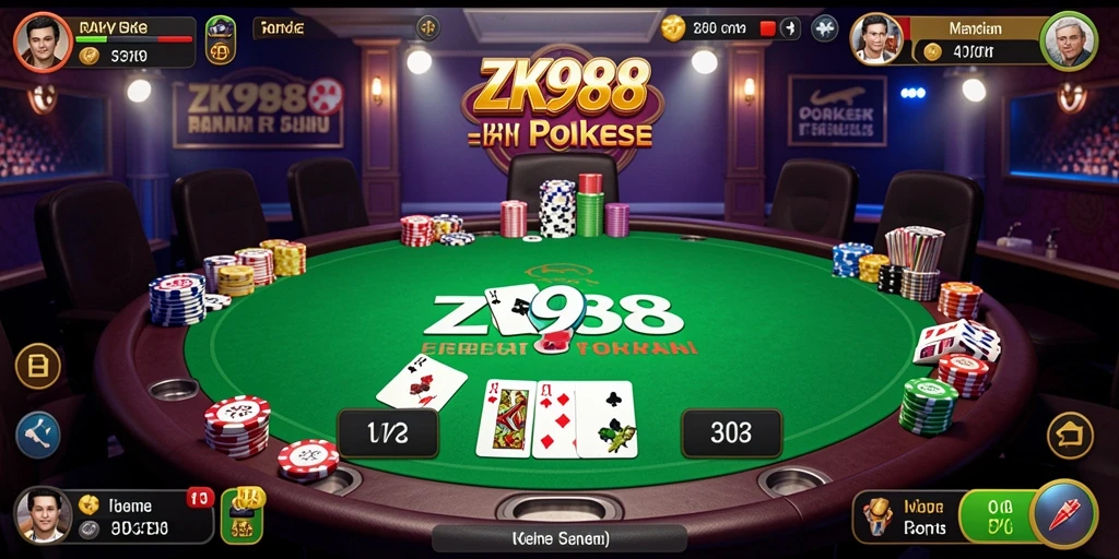 Tampilan gameplay Poker yang mendebarkan di ZK988.